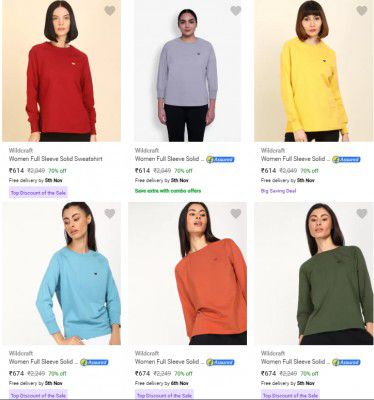 Wildcraft Womens Sweatshirts Minimum 70% off