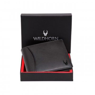WildHorn RFID Protected Leather Wallet for Men, Jade Black