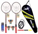 Willwin Double Shaft Badmintion Set of 2 Racket and 1 Fancy Cover and 3 Shuttle and 1 Rope Free...