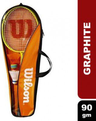 WILSON Junior Badminton Racket Kit 2 Pcs Yellow Strung Badminton Racquet (380 g)