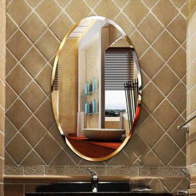 windowera Oval Beveled Mirror 12 x 18 inch Bathroom Mirror  (Oval)