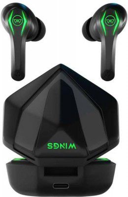 WINGS Ear Earbuds with Led Battery Indicator,50Ms Low Latency Bluetooth (Green, Black, In the Ear)