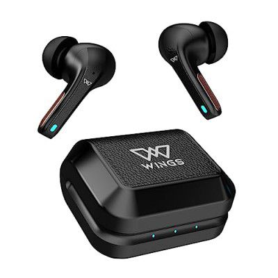 Wings Flobuds 300 Made in Inida Wireless TWS Earbuds with Leather-Look Finish, Smart ENC, 50 Hrs Total Playtime, Gaming Mode 40 ms, 13mm Drivers, Voice Assistant Support