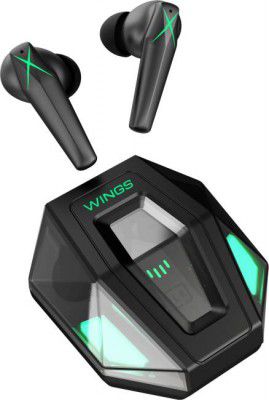 Wings X-Fire with 25 Hrs playtime Bluetooth5.3, 50ms low latency game mode Bluetooth Gaming Headset  (Black, True Wireless)