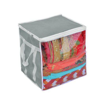 WINI KRAFTS Non Woven Plain Saree Cover Bag Wardrobe with Front Transparent Window