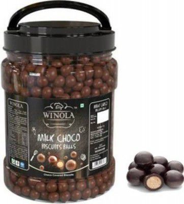 Winola Milk Choco Biscuit Balls- for Cake Decoration (1 Kg) Cream Cracker Biscuit