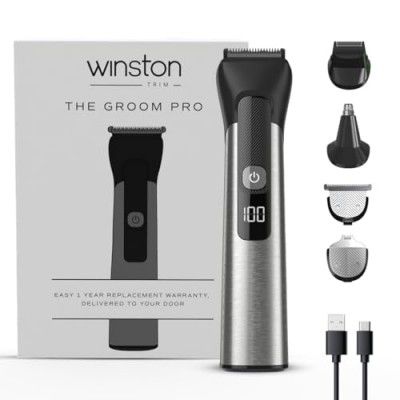 Winston Groom Pro 5 in 1 Grooming Set for Men with 14 Length Attachment Comb, Body Hair Trimmer for Men