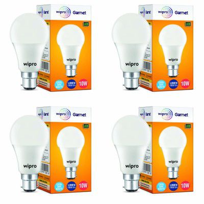 wipro 10W B22D LED Cool Day White Bulb, Pack of 4
