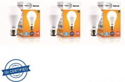 Wipro 15 W Basic Standard B22 LED Bulb (White, Pack of 3)