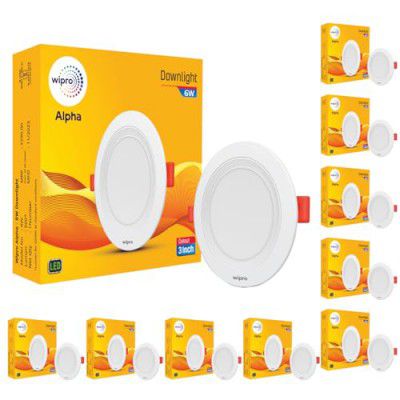 wipro 6W Alpha Downlight for Junction Box | High Voltage Protection Upto 4KV | Pack of 10