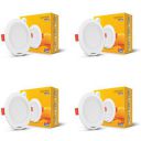 Wipro 6W Alpha Downlight for Junction Box | Warm White (2700K) |3 inch Cutout, 22mm Height | Surge Protection Upto 350 VA | High Voltage Protection Upto 4KV | Pack of 4...