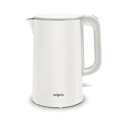 wipro ABS Elato BK210 Cool Touch Double Layer Electric Kettle, 1.5 Litres, Anti-Rust Shield, Super Fast Heating, 3X Protection-Overheating, Dry Boil & Auto Shut-Off,1000 Watts, 2 Years Warranty, White