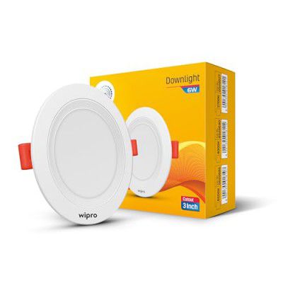 wipro Acrylonitrile Butadiene Styrene 6W Alpha Downlight for Junction Box | Neutral White (4000K) | 3 Inch Cutout,22Mm Height|Surge Protection Upto 350 Va|High Voltage Protection Upto 4Kv|Pack of 1