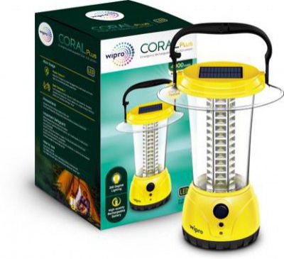 Wipro Coral Plus Rechargable Solar LED Lantern 20 hrs Lantern Emergency Light  (Yellow)
