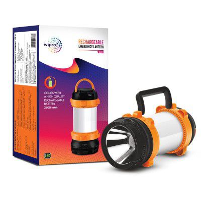wipro EL4 Rechargeable Emergency Lantern Cum Torch | Type-C Fast Charging | 2 Step Dimmable Mode 