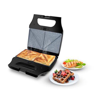 wipro Elato Bs302 800 Watt 3-In-1 Detachable Sandwich Maker Regular Bread Size For 2 Slices, Black