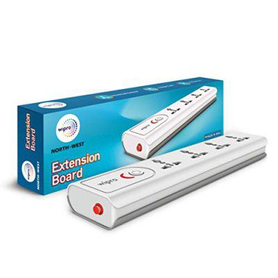 Wipro Extension Board with 4 Universal Sockets - Grey & White