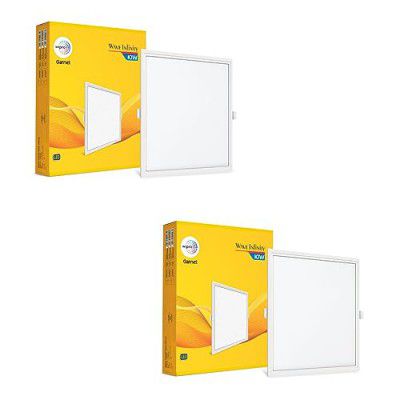 wipro Garnet 10W Square Led Wave Infinity Panel|Cool White Light (6500K)|Rimless Panel with Ultra-Slim Design|Recessed Down Light for False Ceiling|Pop Cutout-130X130Mm|Pack of 2