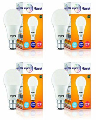 wipro Garnet 12W LED Bulb for Home & Office |Cool Day White (6500K) Pack of 4