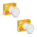 Wipro Garnet 12W Round LED Alpha Panel | Neutral White (4000K) | Recessed Down Light for False Ceiling | Cutout - 125mm | Pack of 2...