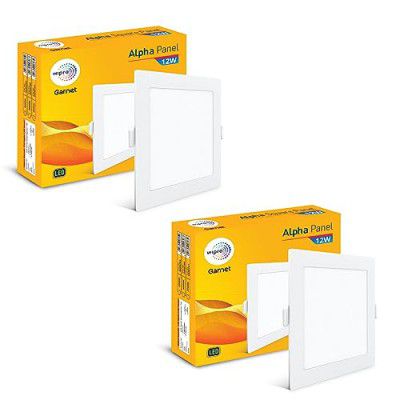 wipro Garnet 12W Square LED Alpha Panel | Neutral White Light (4000K) | Recessed Down Light for False Ceiling | Cutout - 110x110mm | Pack of 2