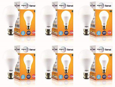 Wipro Garnet 15w LED Emergency Bulb | Cool Day White | Inverter Bulb for home, with 4 Hours battery backup - Pack of 6