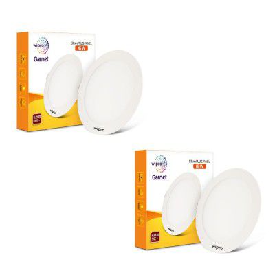 wipro Garnet 16W Round LED Slim Plus Panel | Coolwhite Light(6500K)| Ultra-Slim Design | Aluminium Housing | Flicker Free Design | Recessed Down Light for False Ceiling |Cutout - 100mm |Pack of 2