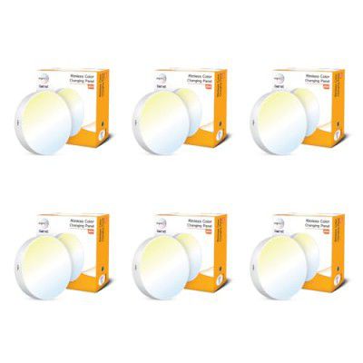 Wipro Garnet 18W Rimless Round CCT Surface Panel | Surface Mounted LED Downlighter for Ceiling |Pack of 6