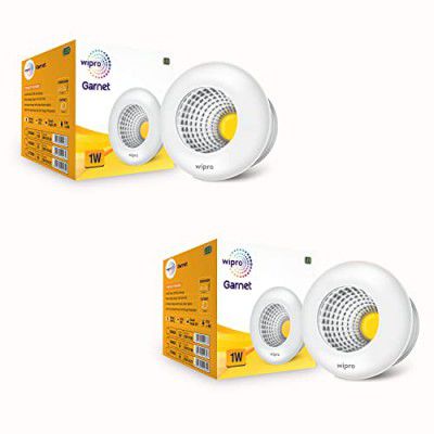 Wipro Garnet 1W LED Cabinet COB | Cool White Light (6500K) | Compact Design for Cabinets & Wardrobes | Pack of 2
