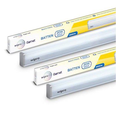 Wipro Garnet 20W LED Batten for Living Room & Bedroom | Cool Day Light (6500K) with 2000 Lumen | 2 Feet, Pack of 2