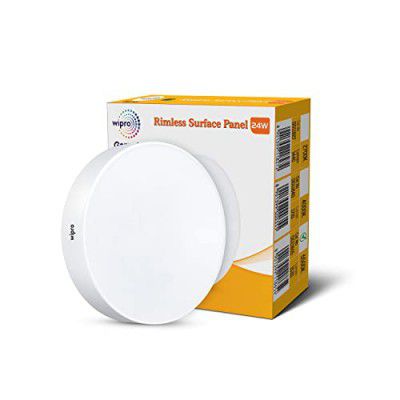 Wipro Garnet 24W Rimless Round LED Surface Panel | Cool White Light (6500K) | Elegant Rimless Design for Wider Spread of Light