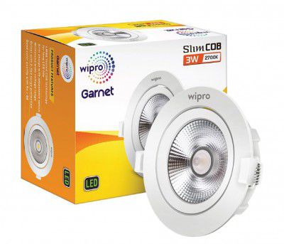 Wipro Garnet 3 W Slim COB Downlight for False Ceiling | Pack of 1