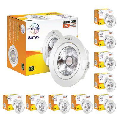 wipro Garnet 3 W Slim COB Downlight for False Ceiling | Pack of 10