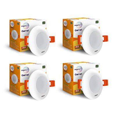 Wipro Garnet 3W LED Mini Downlight | Cool White (6500K) Pack of 4