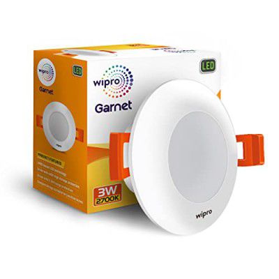 wipro Garnet 3W Led Mini Downlight Warm White (2700K) Compact Design Pack of 1