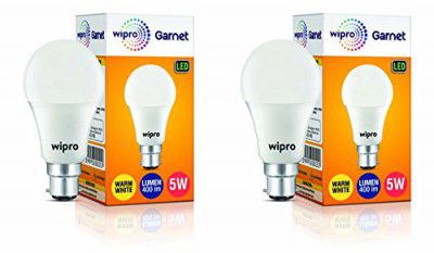 wipro Garnet 5W LED Bulb | Warm White (2700K) | Pack of 2