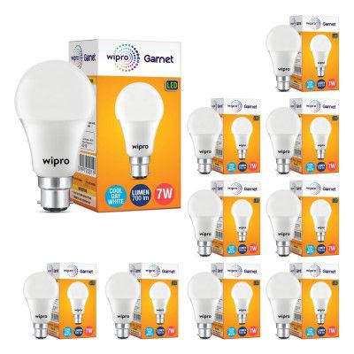 wipro Garnet 7W LED Bulb | Cool Day White | Pack of 10