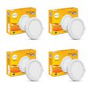 Wipro Garnet 8W Round LED Alpha Panel | Neutral White (4000K) | Recessed Down Light for False Ceiling | Cutout - 110mm | Pack of 4