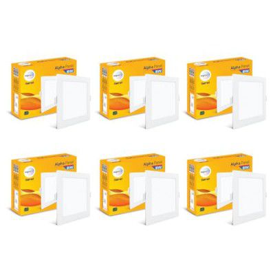 Wipro Garnet 8W Square LED Alpha Panel | Warm White (2700K) | Recessed Down Light | Cutout - 110mm*110mm | Pack of 6