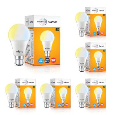 wipro Garnet 9W CCT 3-in-1 LED Bulb for Home & Office  | Pack of 6