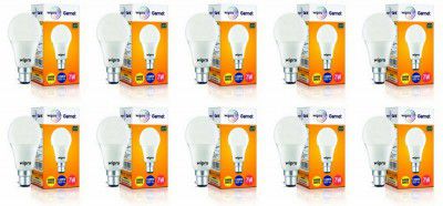 wipro Garnet Base B22 7-Watt LED Bulb (Pack of 10, Warm White)
