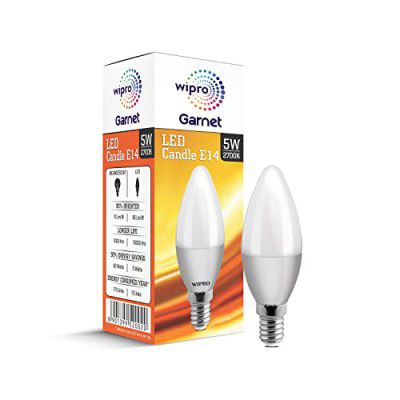 Wipro Garnet Base E14 5-Watt LED Bulb (Yellow)