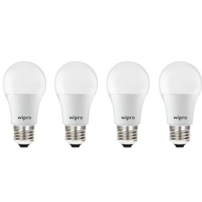 wipro Garnet Base E27 5-Watt LED Bulb (Pack of 4, Yellow)