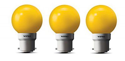 wipro Glass 0.5W Led Lamp, Pack of 3, (N10003), B22, Yellow