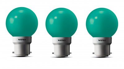 wipro Glass Safe lite N10005 B22 0.5-Watt LED Night Lamp (Green) Pack of 3