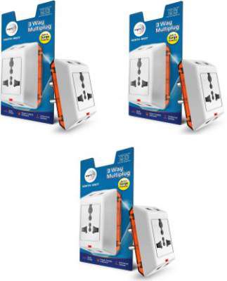Wipro North West 3 Way Multiplug_3 Three Pin Plug (White)