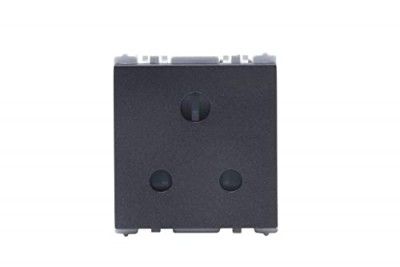 Wipro Northwest Nowa 6A 3 - Pin Socket With Euro Pin, Matt Black (pack of 5)