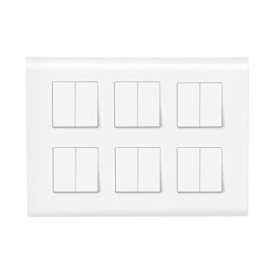 Wipro Northwest (Nowa) Switch Combo of 12M Plate + 6A Switch x12t, White (Kit 15)