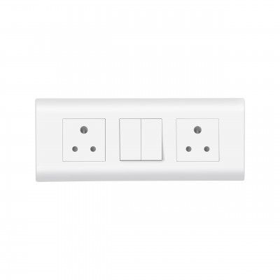 Wipro Northwest (Nowa) Switch Combo of 6M Plate + 1M 6A Switch x2 + 6A 3Pin Socket x2, White (Kit 12)