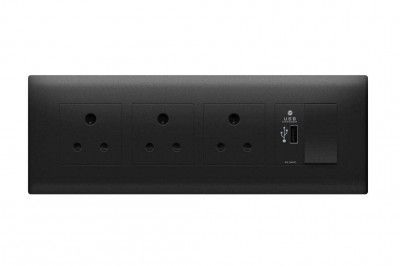 Wipro Northwest (Nowa) Switch Combo of 8M Plate + 1M 16A Switch + USB Charger + 6A 3Pin Socket x3